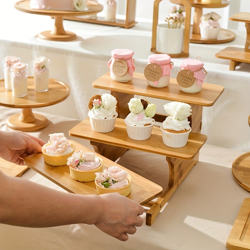 CEEFU Multi-Tier Bamboo & Wood Cupcake Stand – Elegant Dessert Display for Holidays, Parties & NZ Home Celebrations