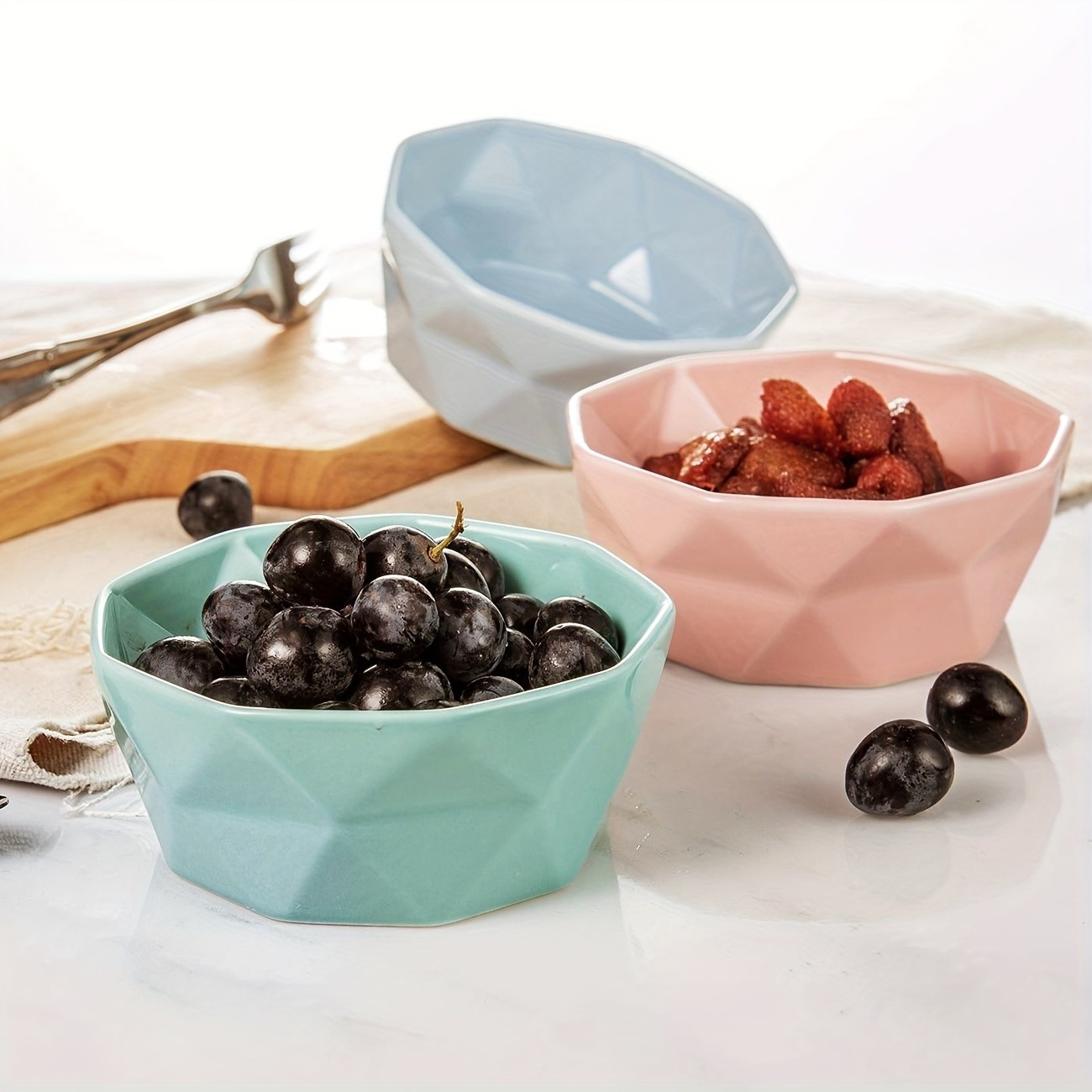 CEEFU 6pcs Colorful Geometric Ceramic Ramekins – 8oz Oven-Safe Dessert Bowls for Creme Brulee, Soufflé & Party Treats