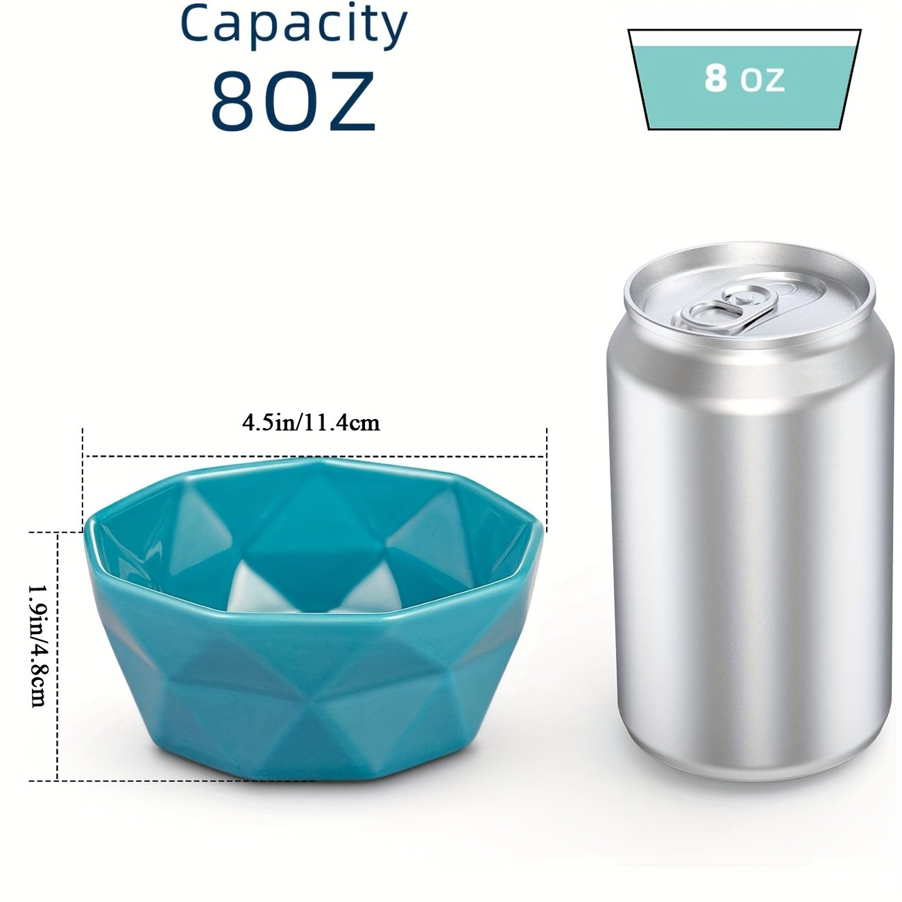 CEEFU 6pcs Colorful Geometric Ceramic Ramekins – 8oz Oven-Safe Dessert Bowls for Creme Brulee, Soufflé & Party Treats