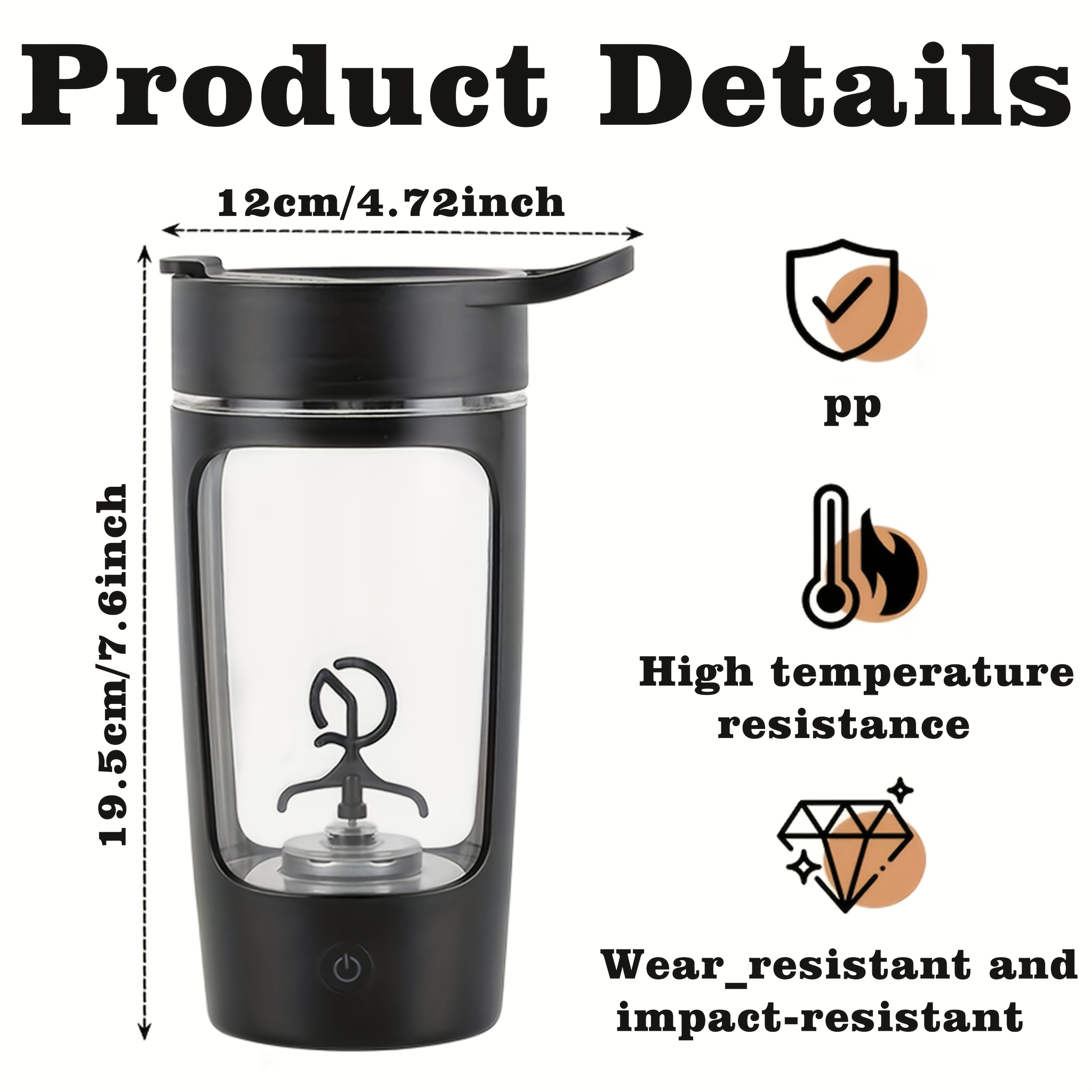 eQUra 650ml Automatic Blender Cup – USB Rechargeable One-Button Mixer for Protein & Coffee Powders with Gift-Ready Design