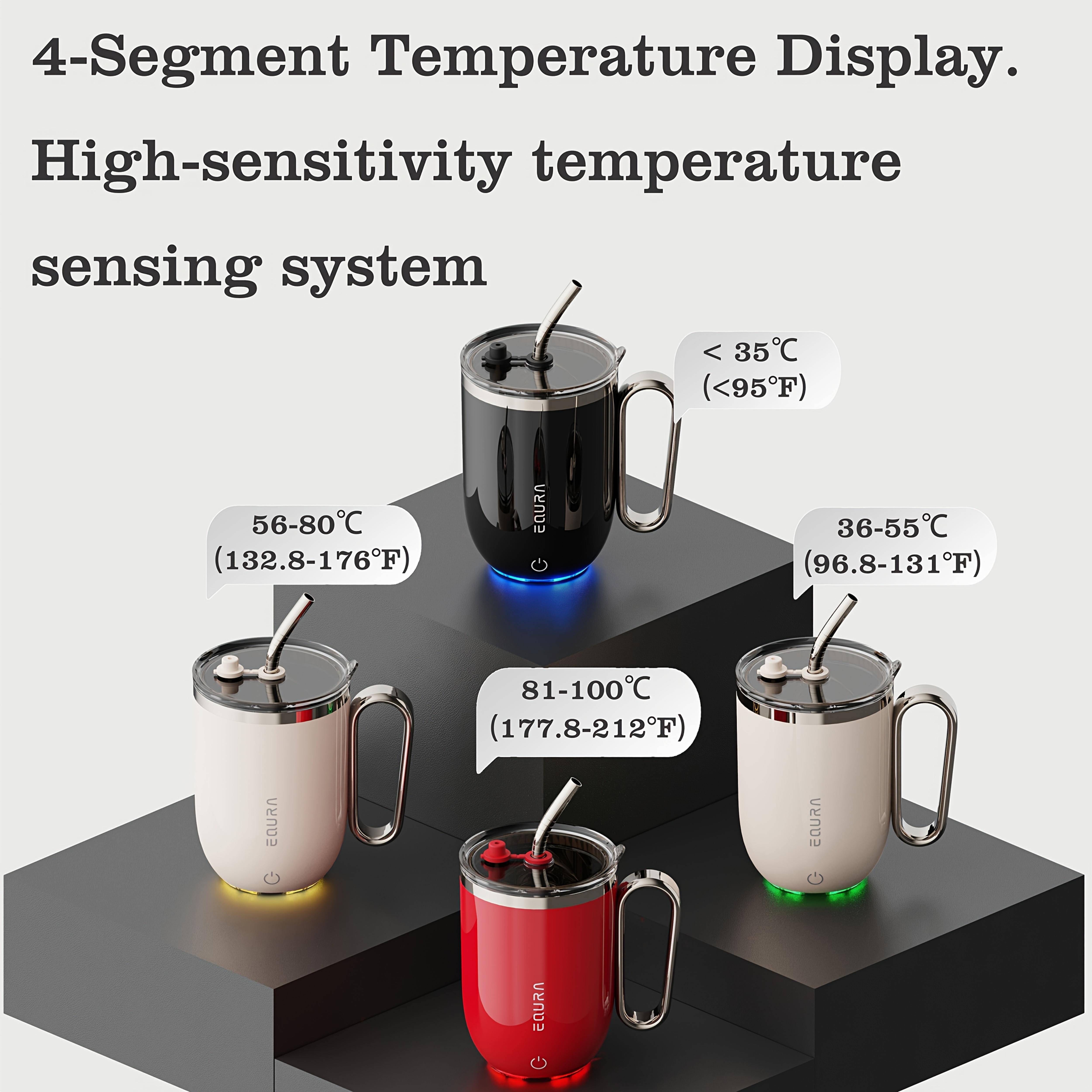 eQUra 420ml Rechargeable Magnetic Self-Stirring Travel Mug – Automatic Mixing Cup for Coffee, Milk, Chocolate & On-The-Go Drinks