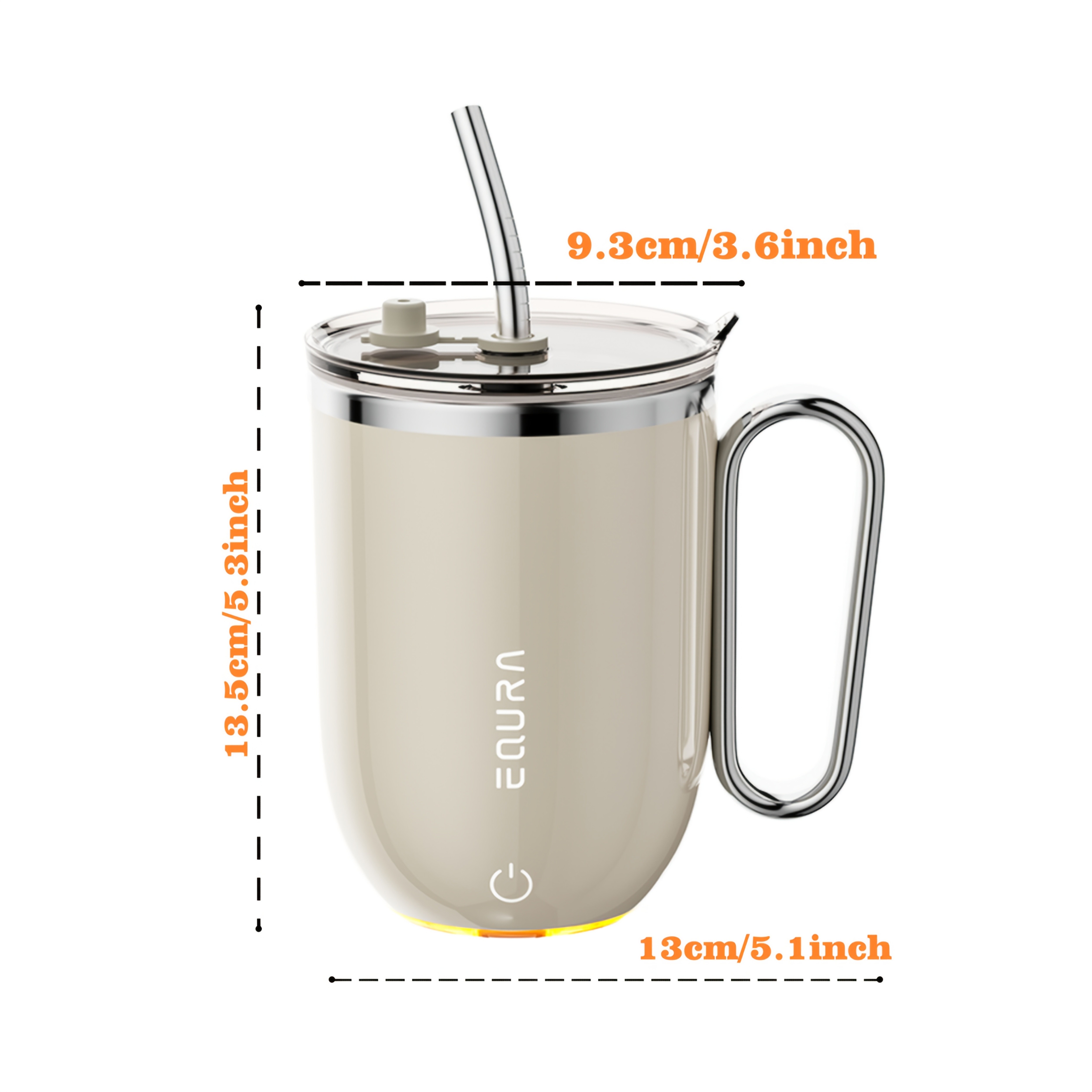 eQUra 420ml Rechargeable Magnetic Self-Stirring Travel Mug – Automatic Mixing Cup for Coffee, Milk, Chocolate & On-The-Go Drinks