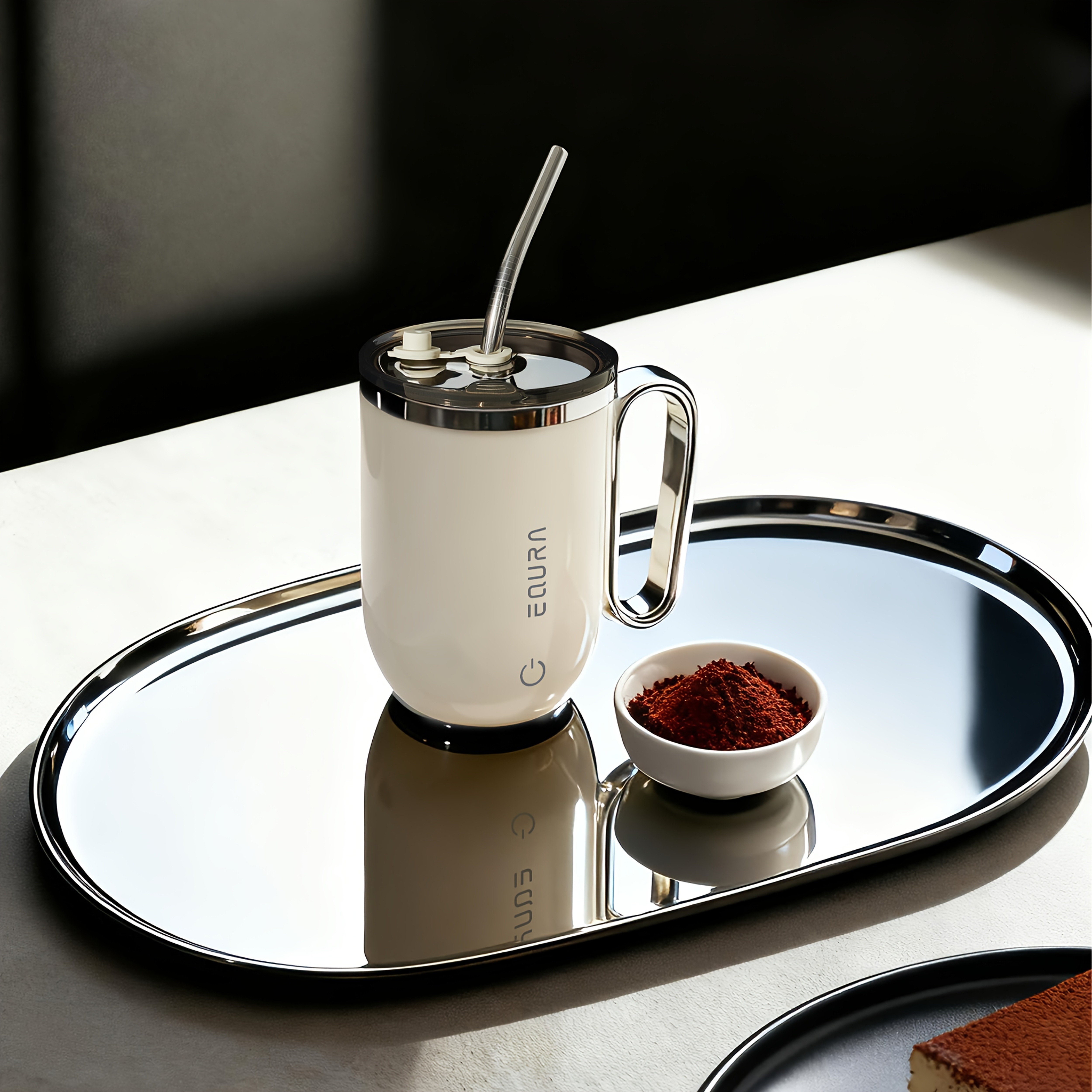 eQUra Smart Stainless Steel Automatic Mixing Cup – Portable Self-Stirring Mug for Coffee, Milk & Chocolate (Holiday Gift Ready)