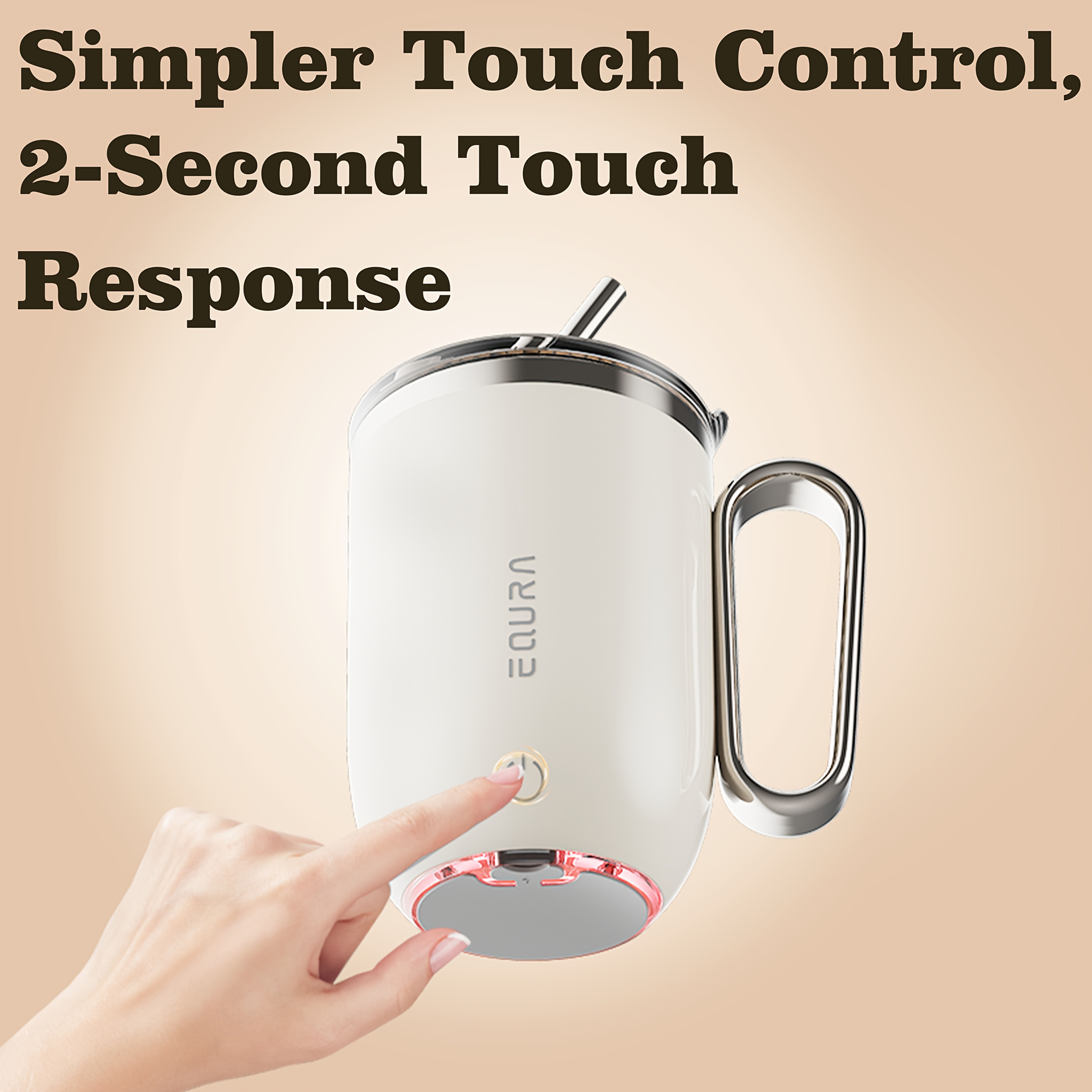 eQUra Smart Stainless Steel Automatic Mixing Cup – Portable Self-Stirring Mug for Coffee, Milk & Chocolate (Holiday Gift Ready)