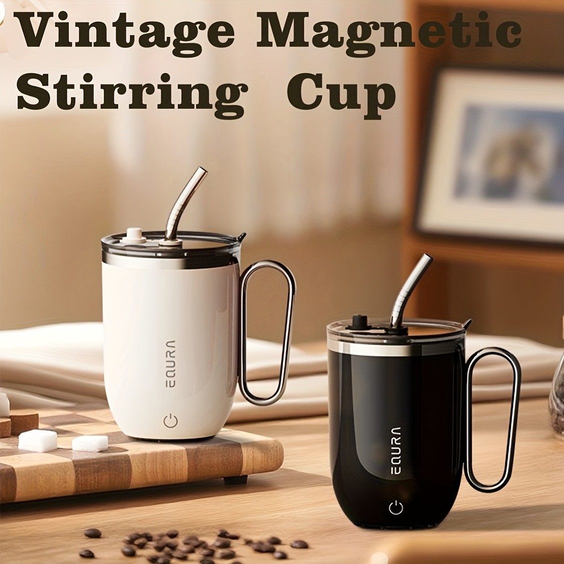 eQUra Smart Stainless Steel Automatic Mixing Cup – Portable Self-Stirring Mug for Coffee, Milk & Chocolate (Holiday Gift Ready)