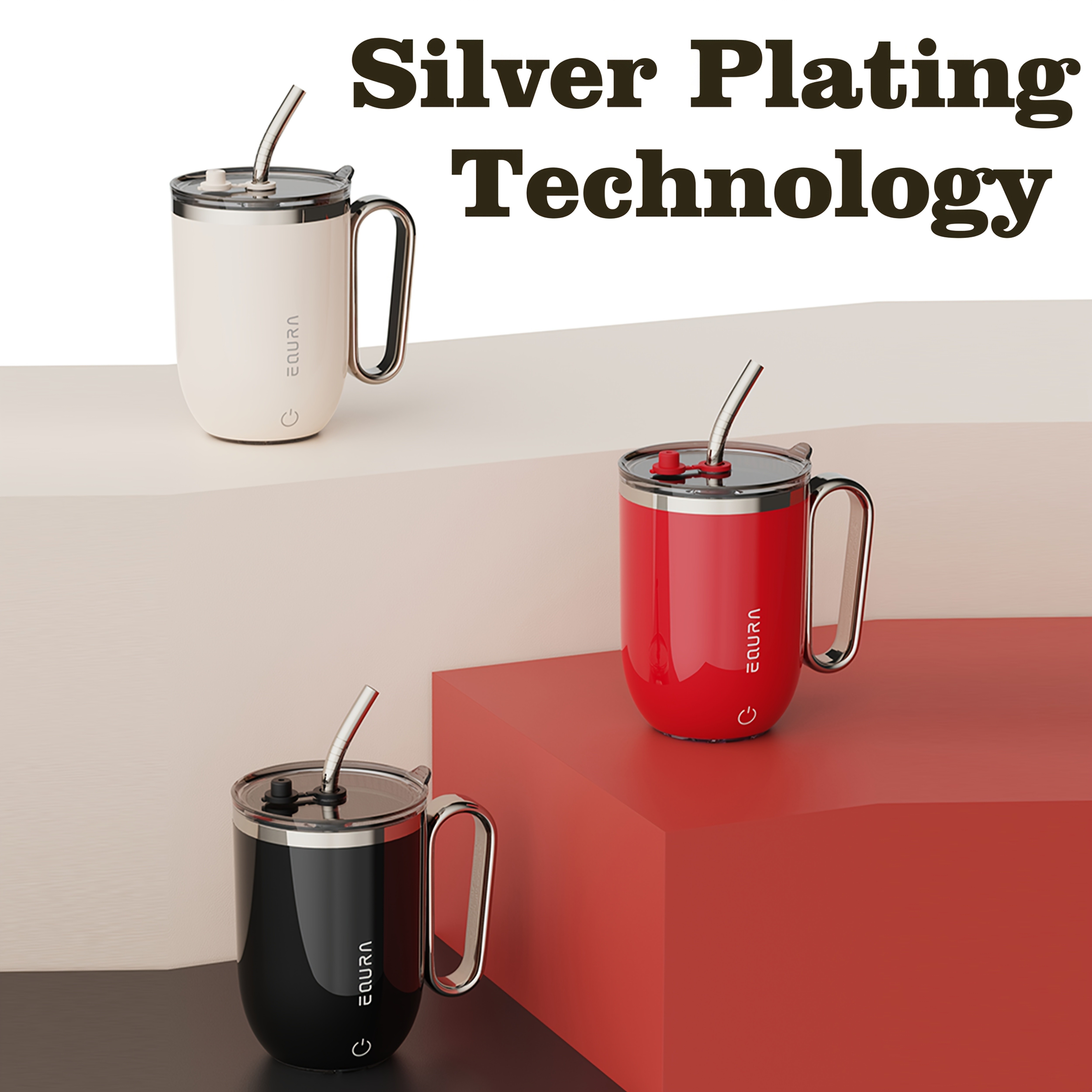 eQUra Retro Magnetic Self-Stirring Cup – USB Rechargeable 316 Stainless Steel Travel Mug for Coffee, Milk, Chocolate & Holiday Gifting