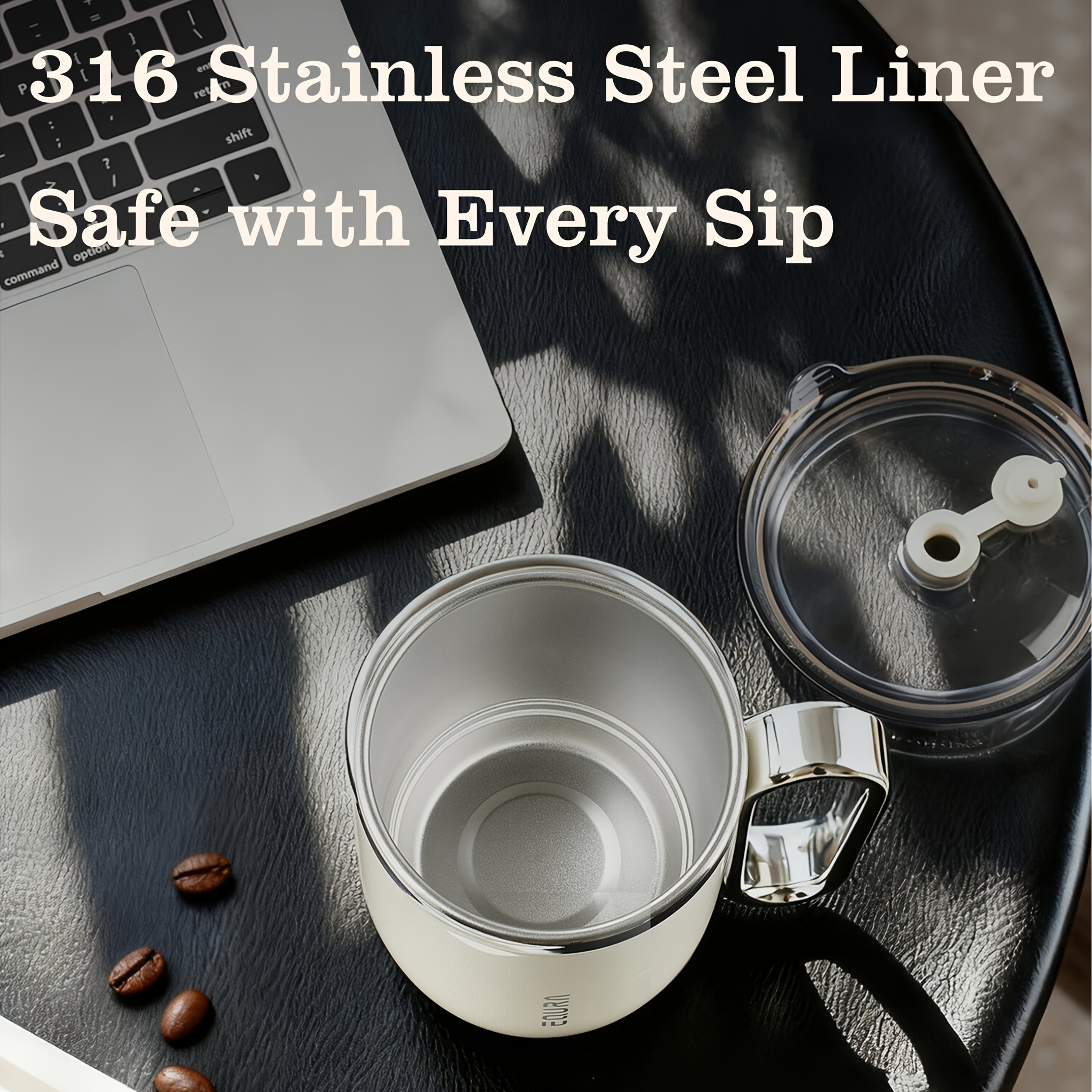 eQUra Retro Magnetic Self-Stirring Cup – USB Rechargeable 316 Stainless Steel Travel Mug for Coffee, Milk, Chocolate & Holiday Gifting