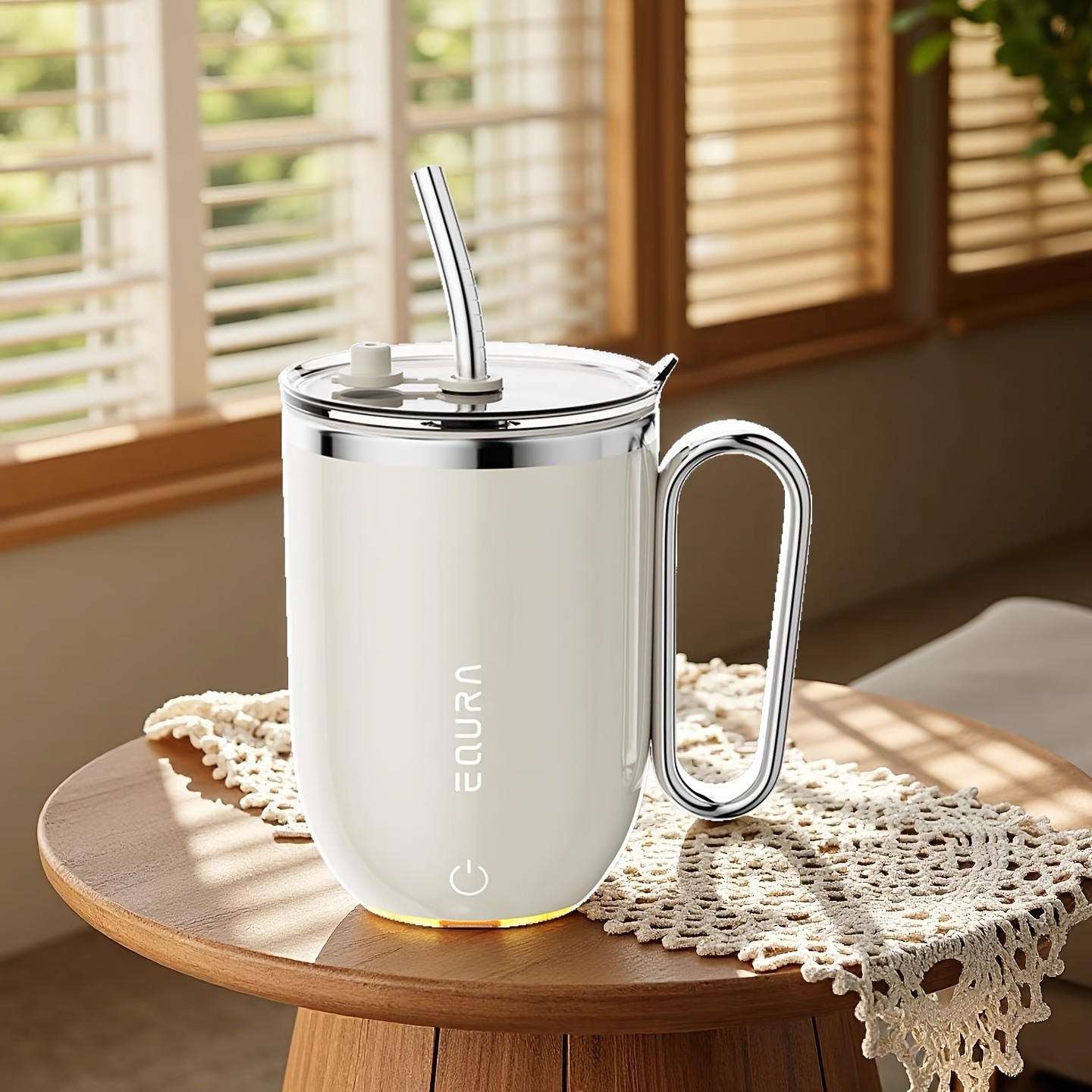 eQUra Retro Magnetic Self-Stirring Cup – USB Rechargeable 316 Stainless Steel Travel Mug for Coffee, Milk, Chocolate & Holiday Gifting