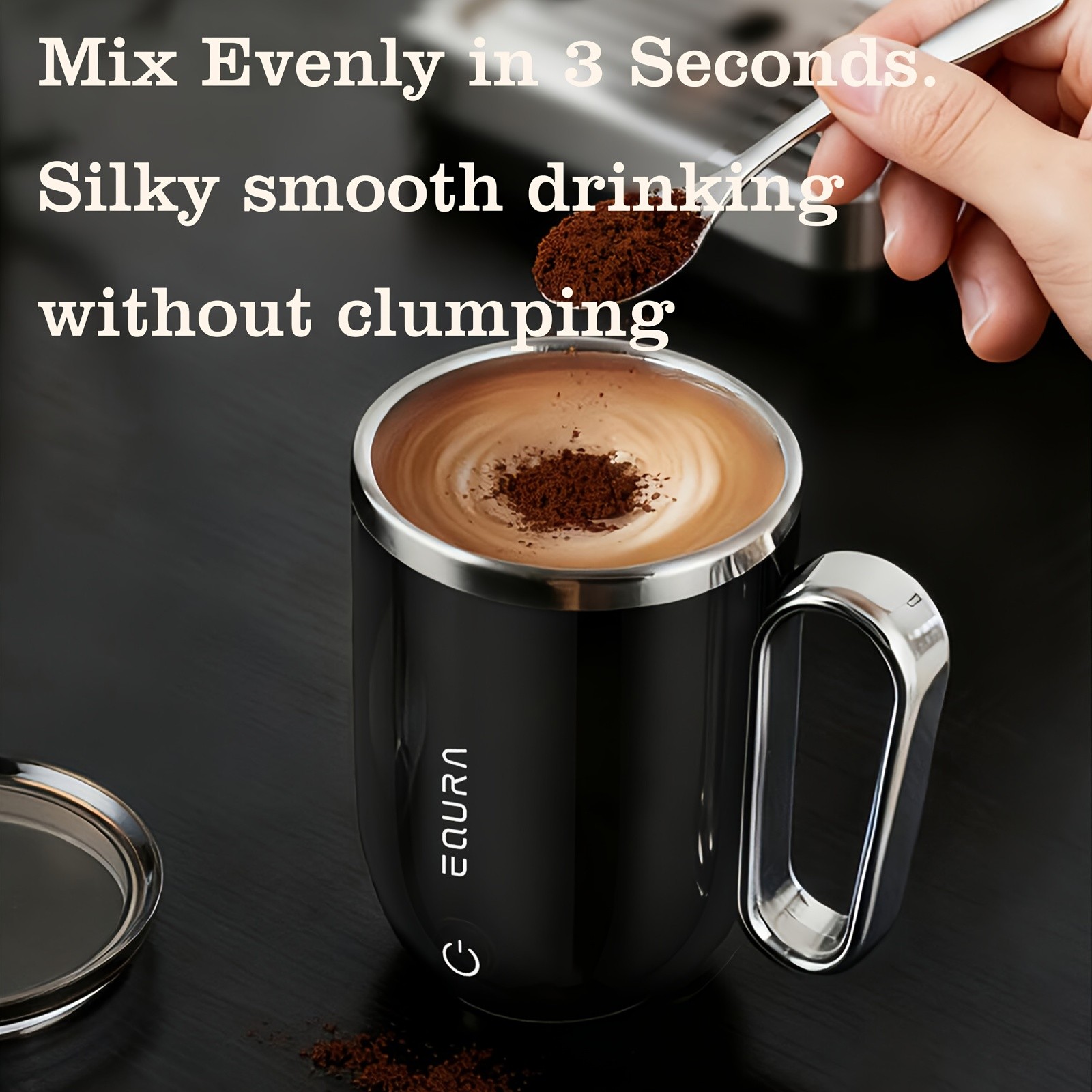 eQUra Retro Magnetic Self-Stirring Cup – USB Rechargeable 316 Stainless Steel Travel Mug for Coffee, Milk, Chocolate & Holiday Gifting