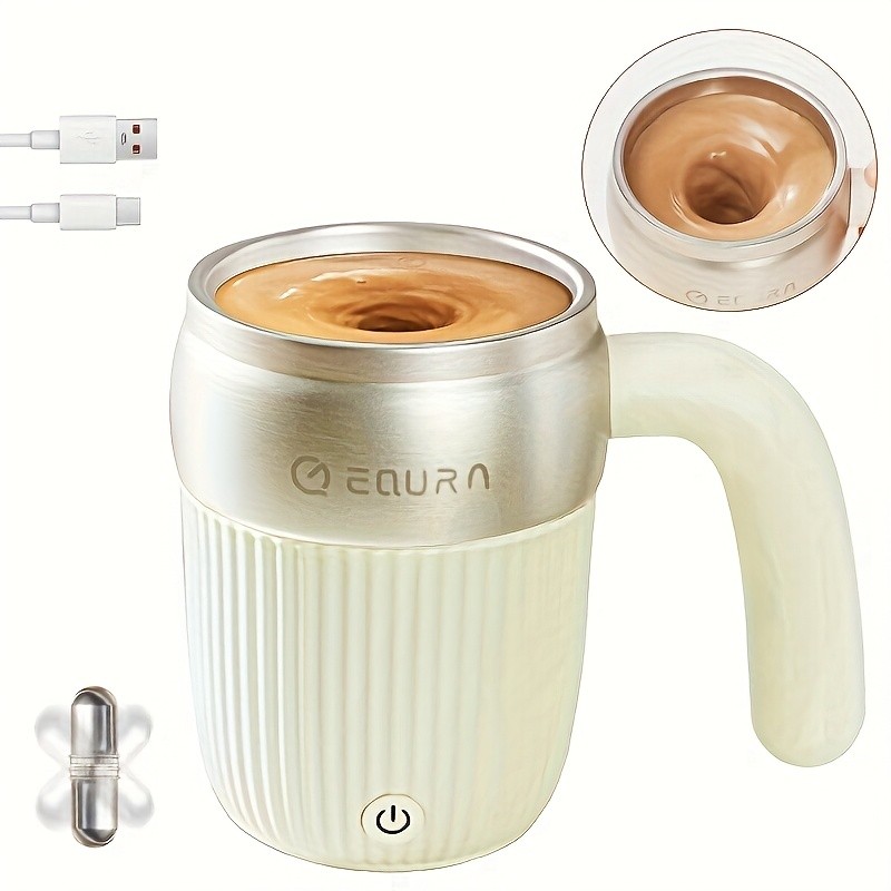 eQUra 450ml Automatic Magnetic Stirring Cup – 316 Stainless Steel Self-Mixing Coffee & Milkshake Mug (2025 Gift Edition)