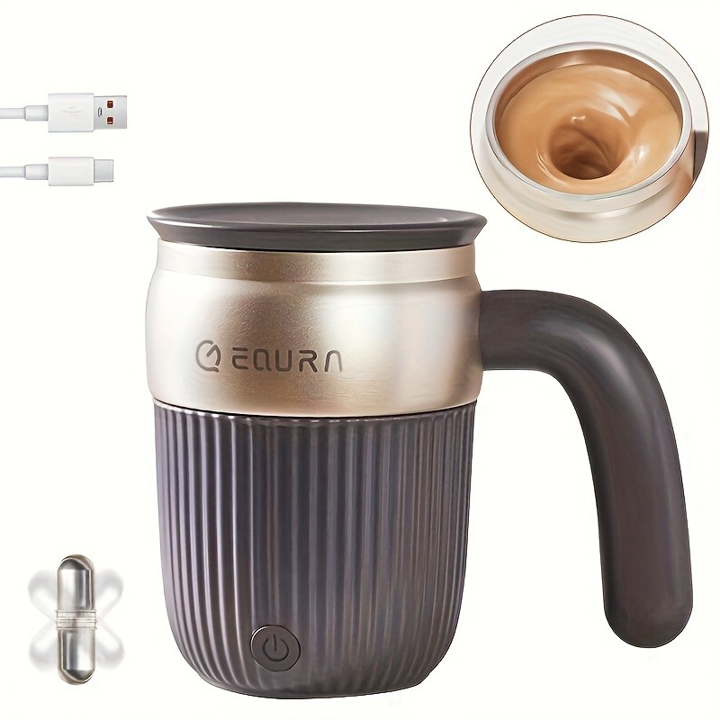 eQUra 450ml Automatic Magnetic Stirring Cup – 316 Stainless Steel Self-Mixing Coffee & Milkshake Mug (2025 Gift Edition)