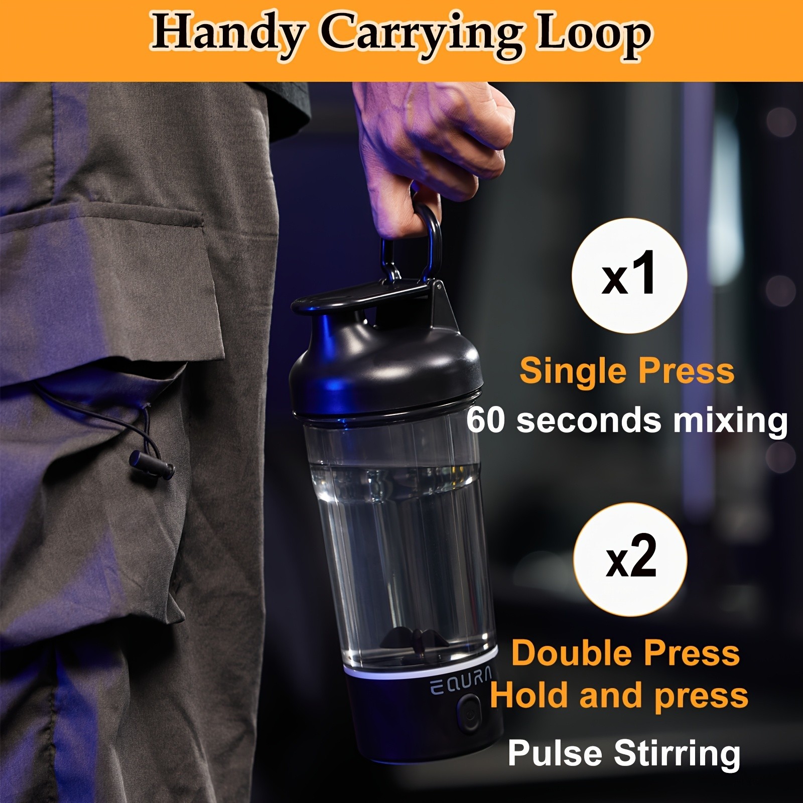 eQUra Portable Tritan Water Bottle with Capacity Scale – Shatterproof Single-Spout Hydration Bottle for Gym, Camping & Outdoor Use