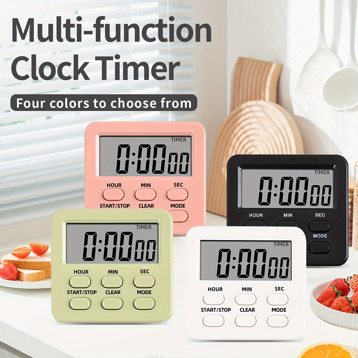 KT THERMO Digital LCD Alarm Clock & Multi-Mode Timer – 24-Hour Display with Memory, Count-Up/Down & Stand/Hanging Hook
