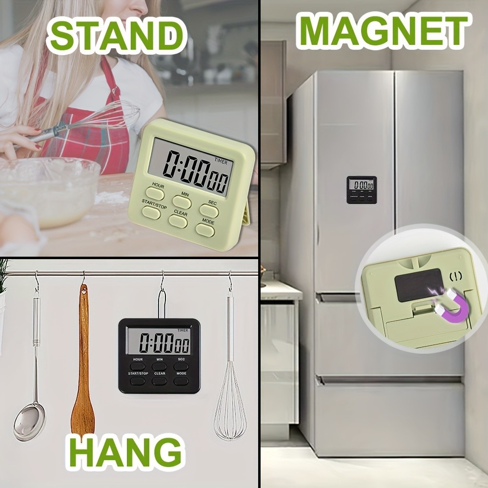 KT THERMO Digital LCD Alarm Clock & Multi-Mode Timer – 24-Hour Display with Memory, Count-Up/Down & Stand/Hanging Hook