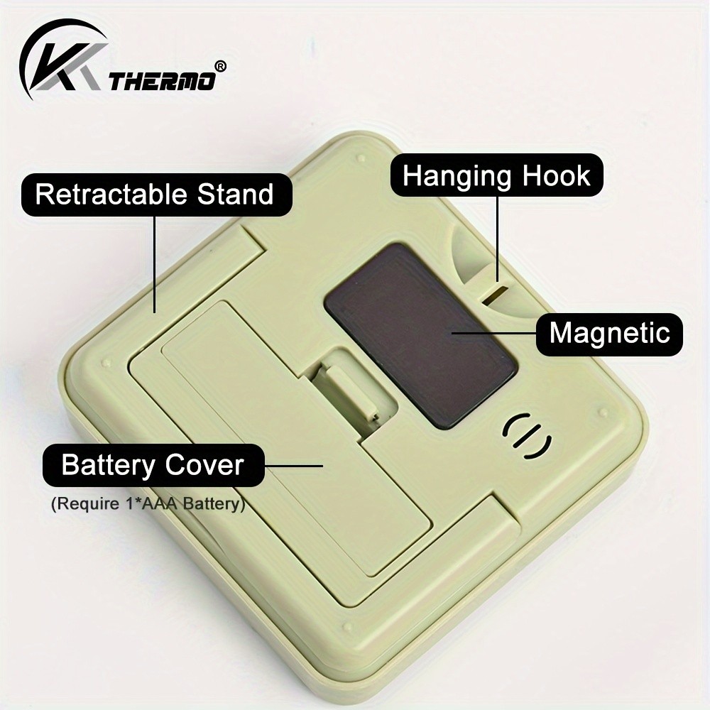 KT THERMO Digital LCD Alarm Clock & Multi-Mode Timer – 24-Hour Display with Memory, Count-Up/Down & Stand/Hanging Hook