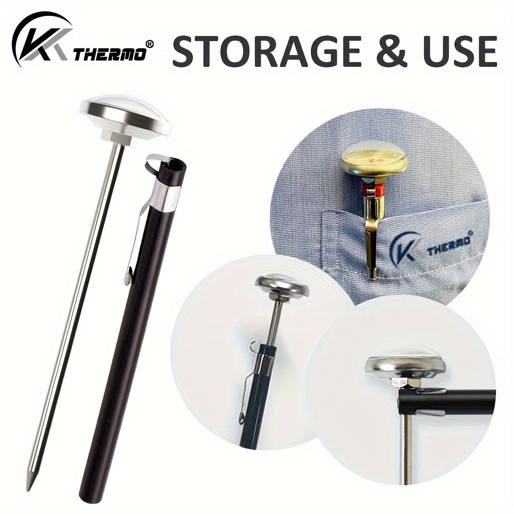 KT THERMO Stainless Steel Instant Read Food Thermometer – No-Battery Dual-Scale Gauge for Cooking, Grilling & BBQs