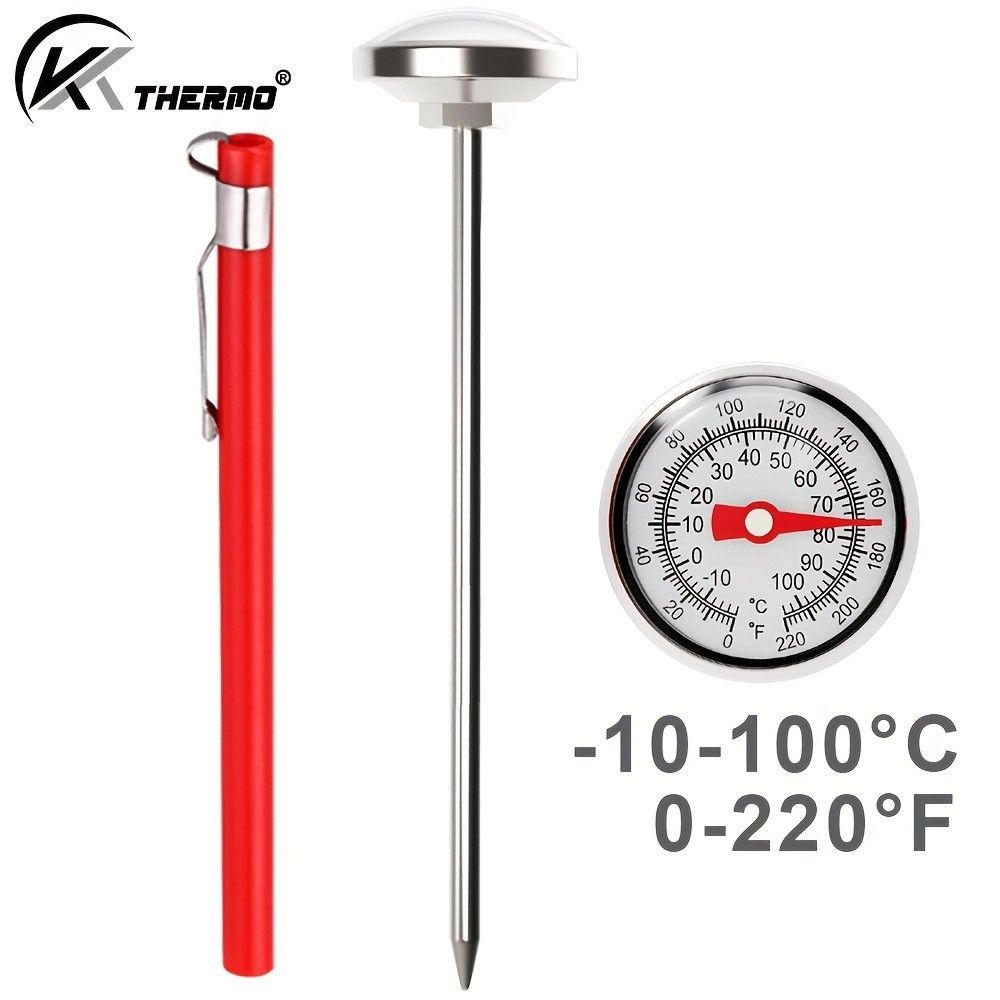 KT THERMO Stainless Steel Instant Read Food Thermometer – No-Battery Dual-Scale Gauge for Cooking, Grilling & BBQs