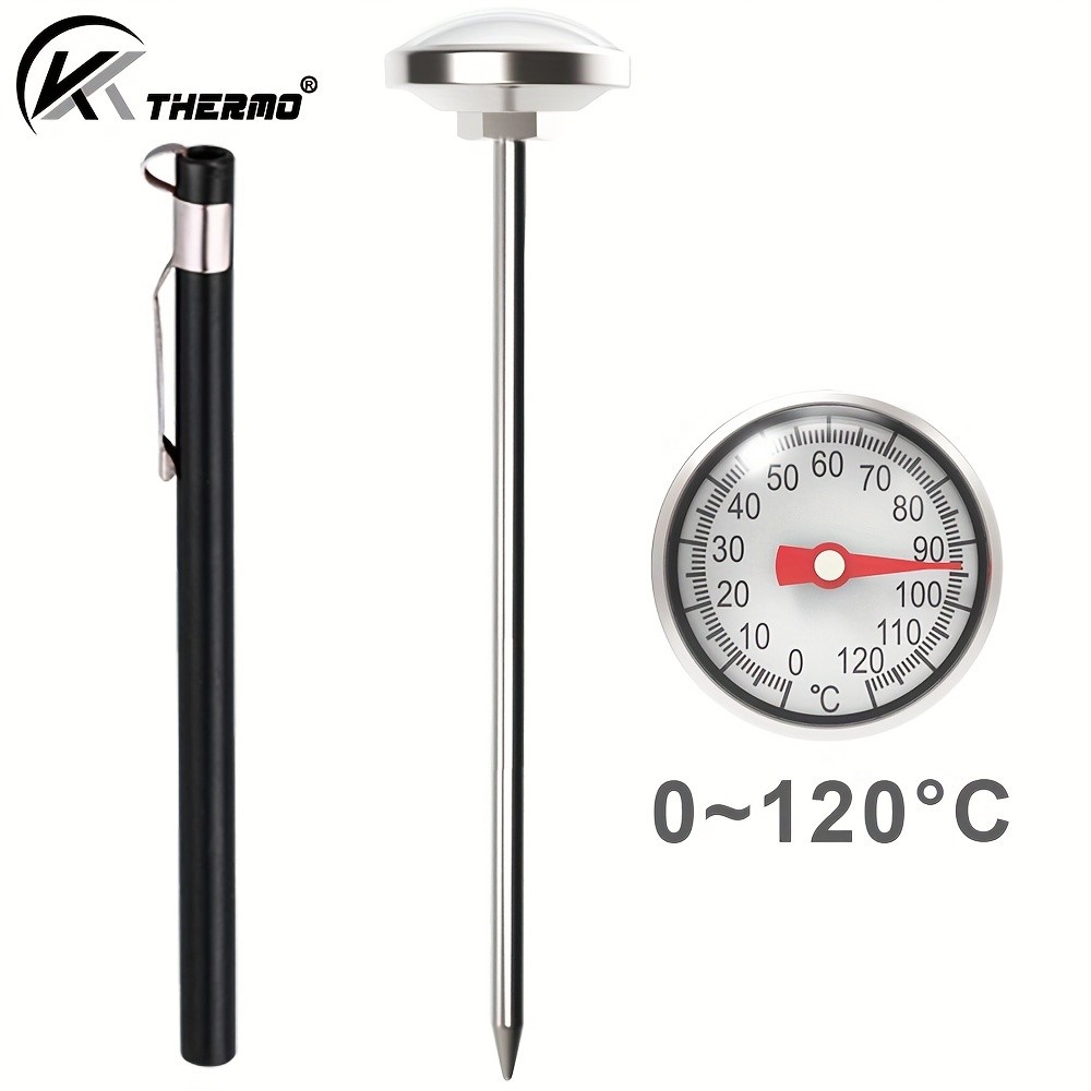 KT THERMO Stainless Steel Instant Read Food Thermometer – No-Battery Dual-Scale Gauge for Cooking, Grilling & BBQs