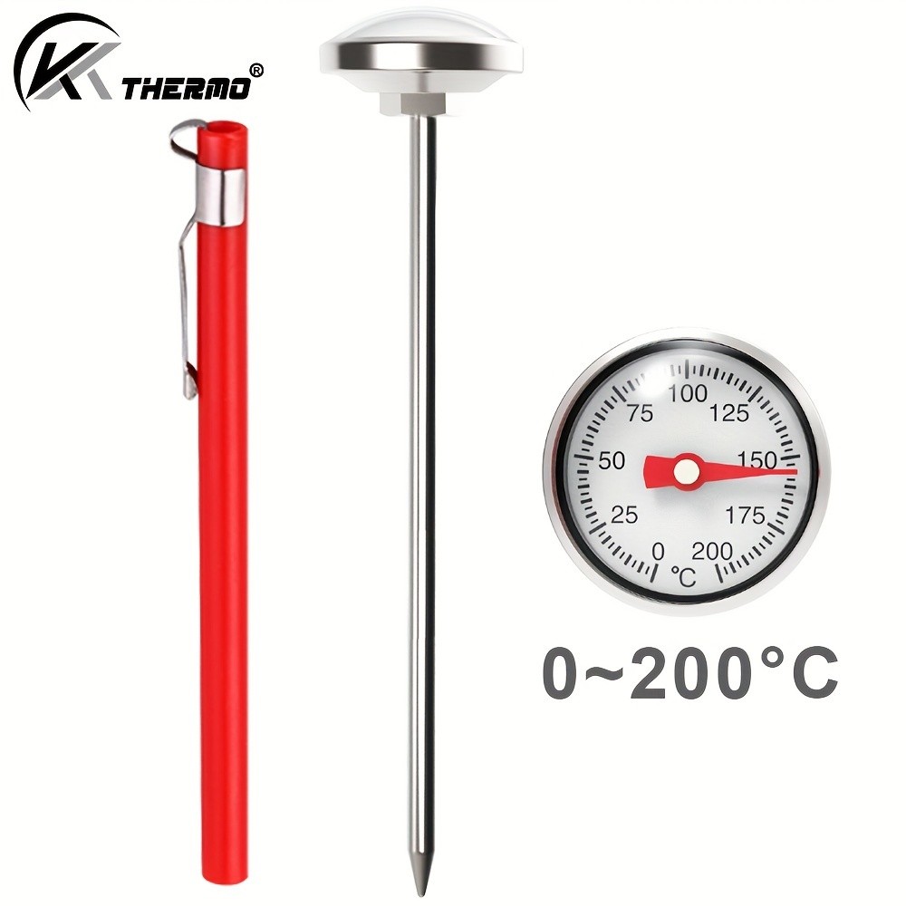 KT THERMO Stainless Steel Instant Read Food Thermometer – No-Battery Dual-Scale Gauge for Cooking, Grilling & BBQs