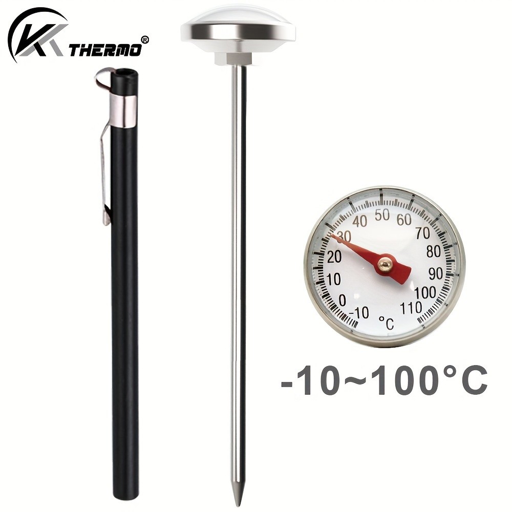 KT THERMO Stainless Steel Instant Read Food Thermometer – No-Battery Dual-Scale Gauge for Cooking, Grilling & BBQs