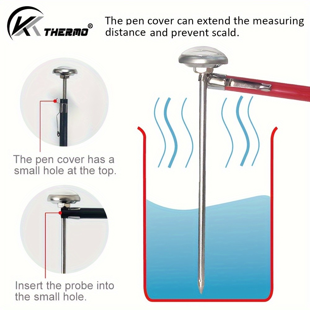 KT THERMO Stainless Steel Instant Read Food Thermometer – No-Battery Dual-Scale Gauge for Cooking, Grilling & BBQs