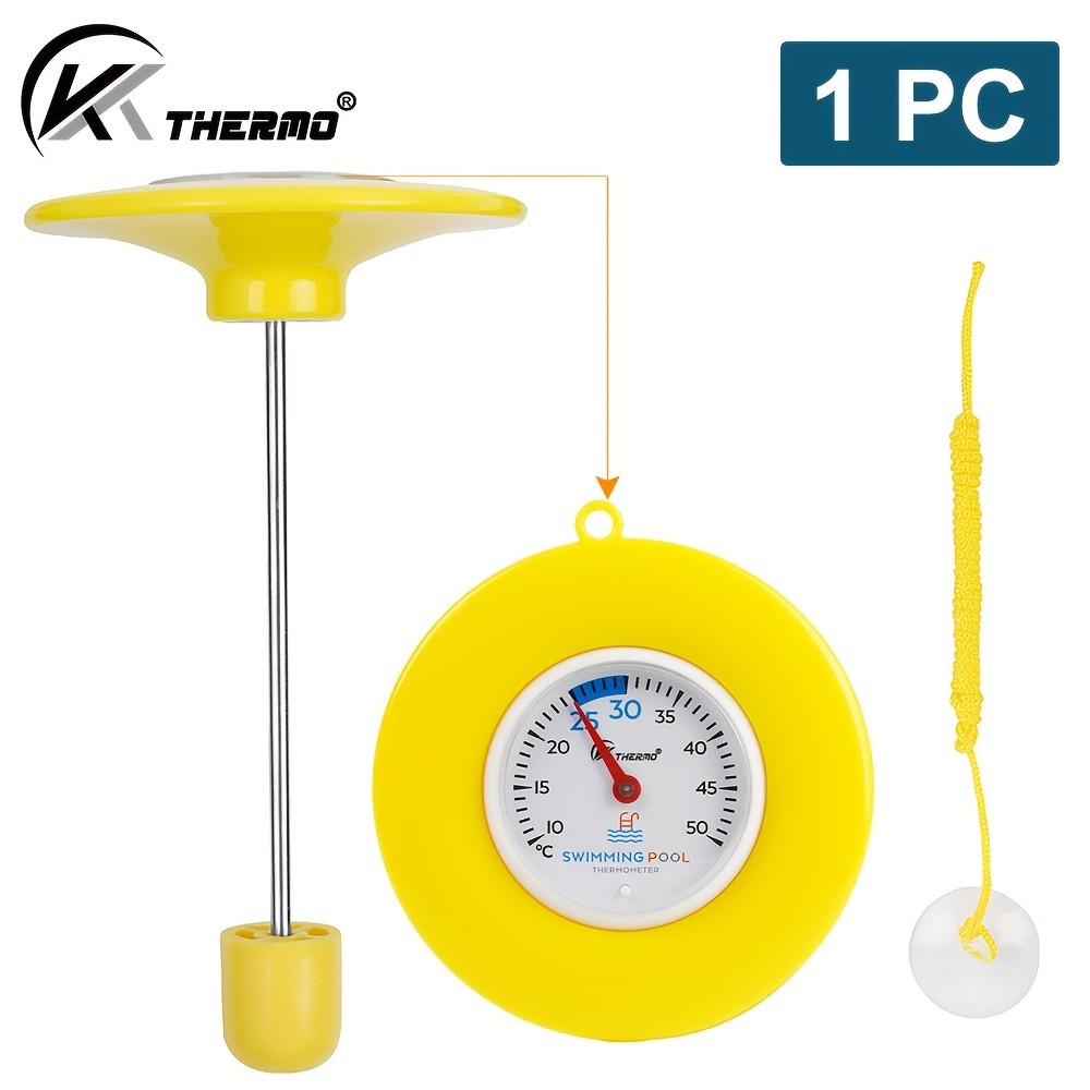 KT THERMO Floating Pool Thermometer – Easy-Read Celsius Dial with Rope & Suction Cup for Pools, Spas & Hot Tubs
