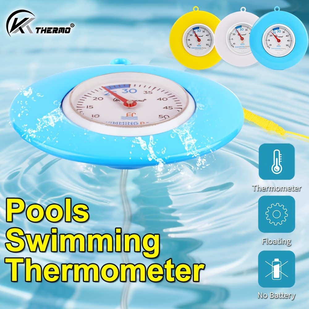 KT THERMO Floating Pool Thermometer – Easy-Read Celsius Dial with Rope & Suction Cup for Pools, Spas & Hot Tubs
