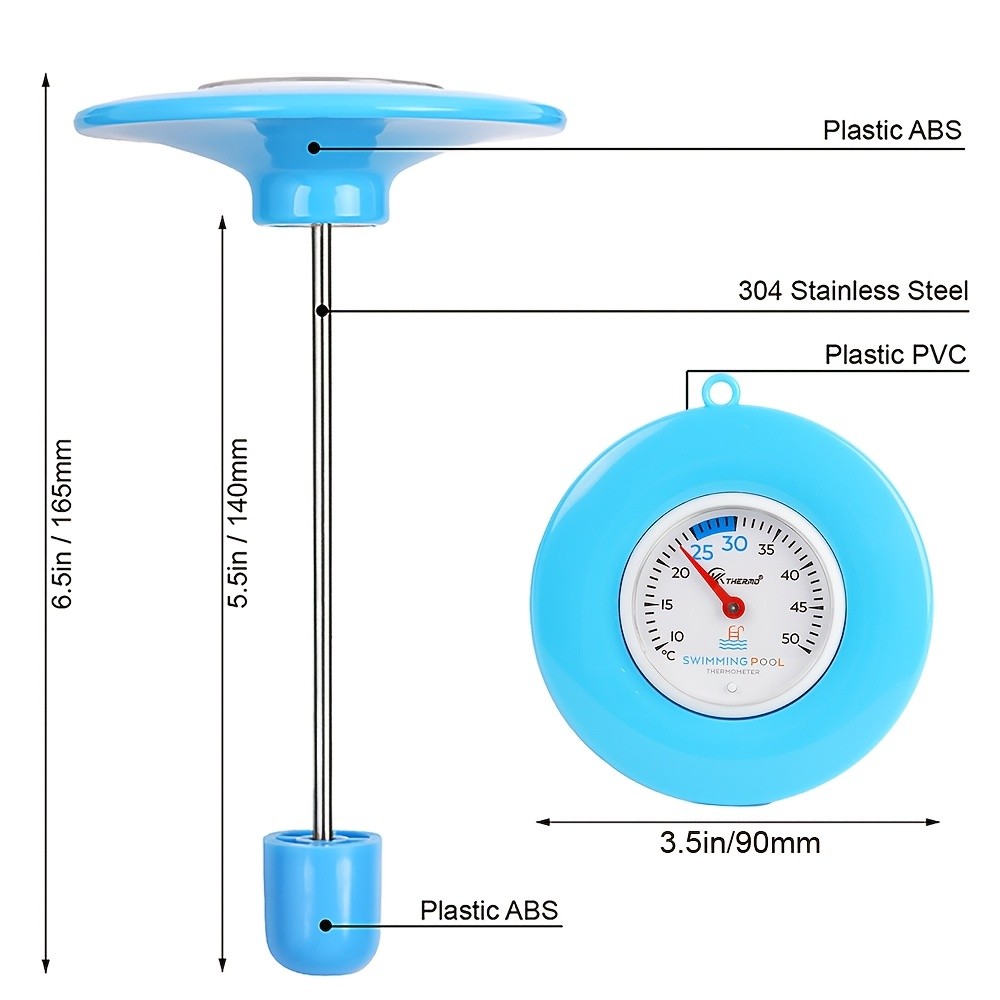 KT THERMO Floating Pool Thermometer – Easy-Read Celsius Dial with Rope & Suction Cup for Pools, Spas & Hot Tubs