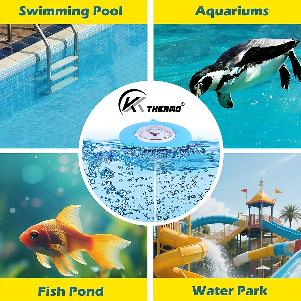 KT THERMO Floating Pool Thermometer – Easy-Read Celsius Dial with Rope & Suction Cup for Pools, Spas & Hot Tubs