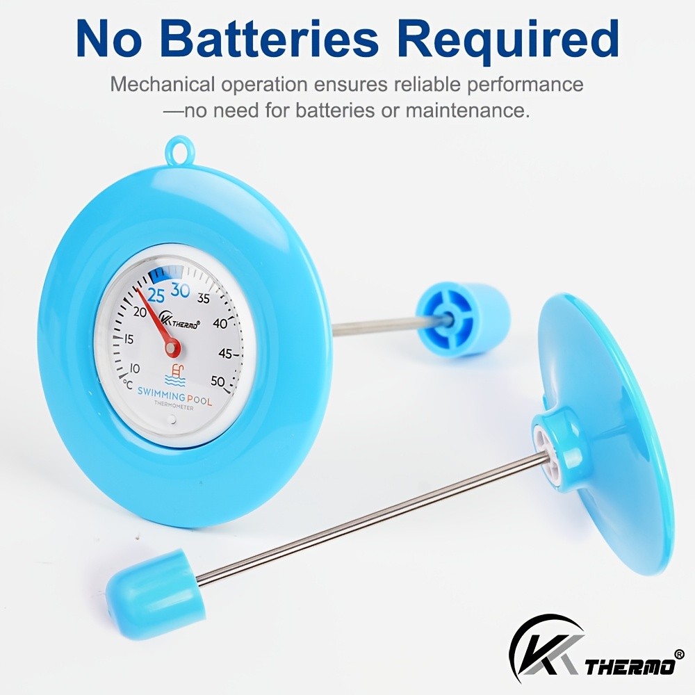 KT THERMO Floating Pool Thermometer – Easy-Read Celsius Dial with Rope & Suction Cup for Pools, Spas & Hot Tubs