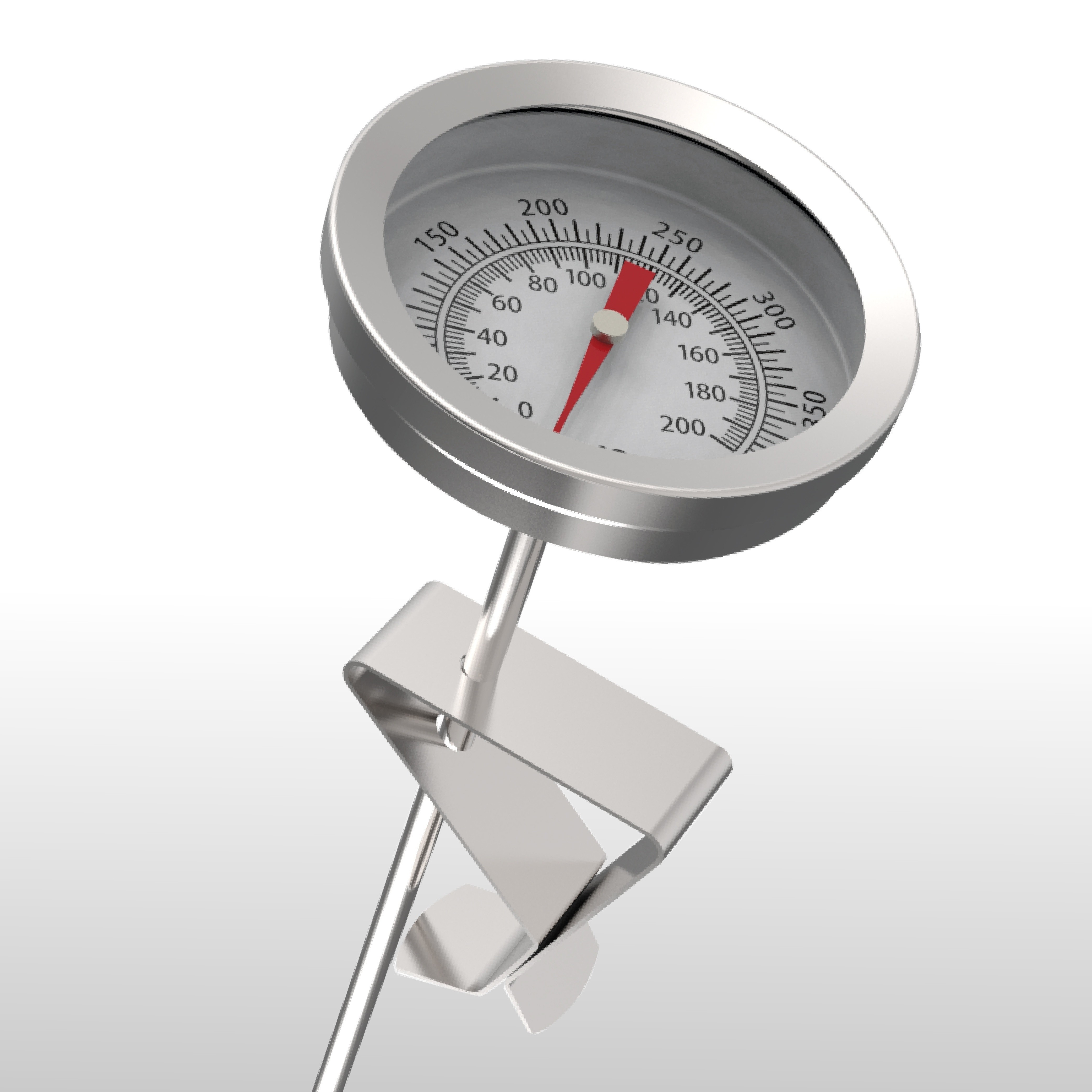 KT THERMO Stainless Steel Deep Fry Thermometer with Pot Clip – Long-Probe Food-Safe Gauge for Frying, BBQ & Baking