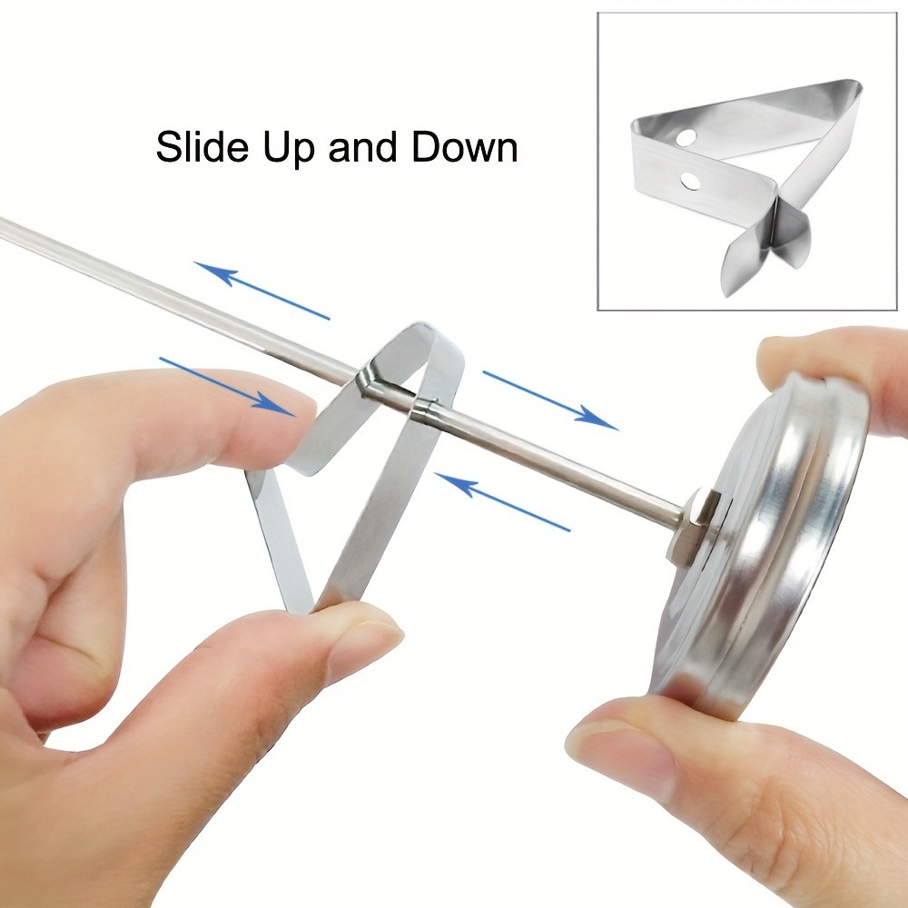 KT THERMO Stainless Steel Deep Fry Thermometer with Pot Clip – Long-Probe Food-Safe Gauge for Frying, BBQ & Baking