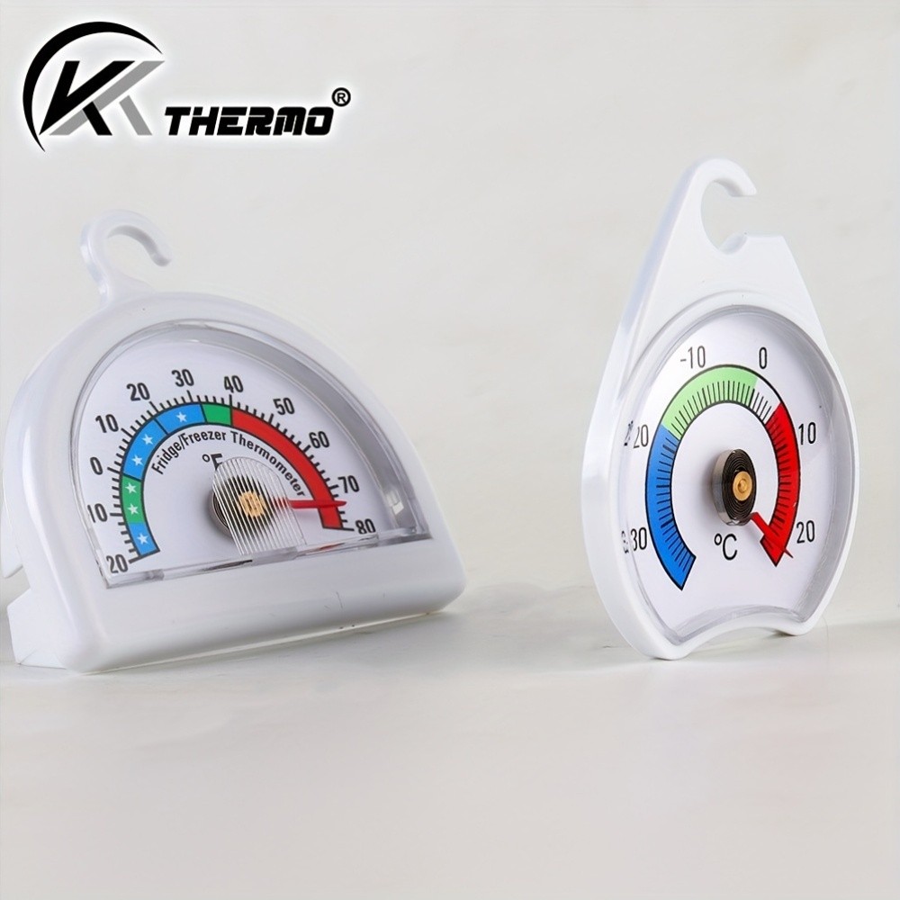 KT THERMO 2pcs Analog Refrigerator & Freezer Thermometer Set – No-Battery Celsius/Fahrenheit Dial for Accurate Cold Storage Monitoring