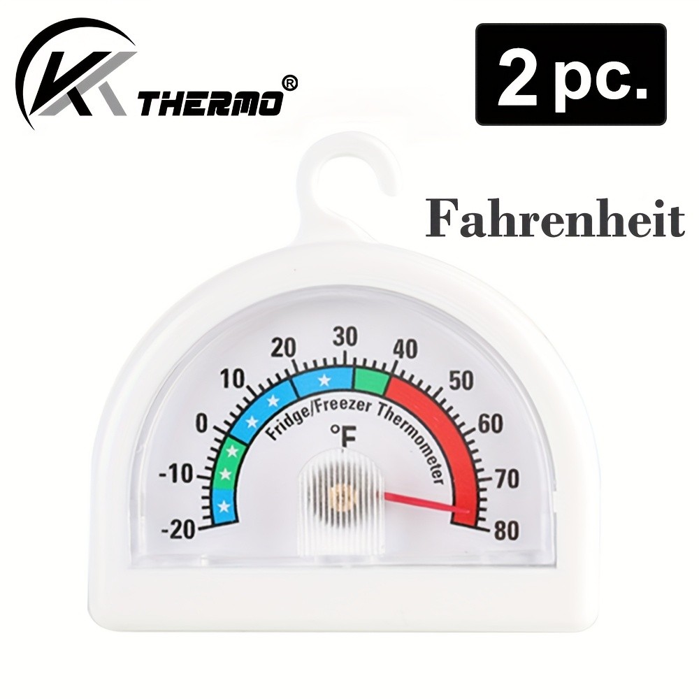 KT THERMO 2pcs Analog Refrigerator & Freezer Thermometer Set – No-Battery Celsius/Fahrenheit Dial for Accurate Cold Storage Monitoring