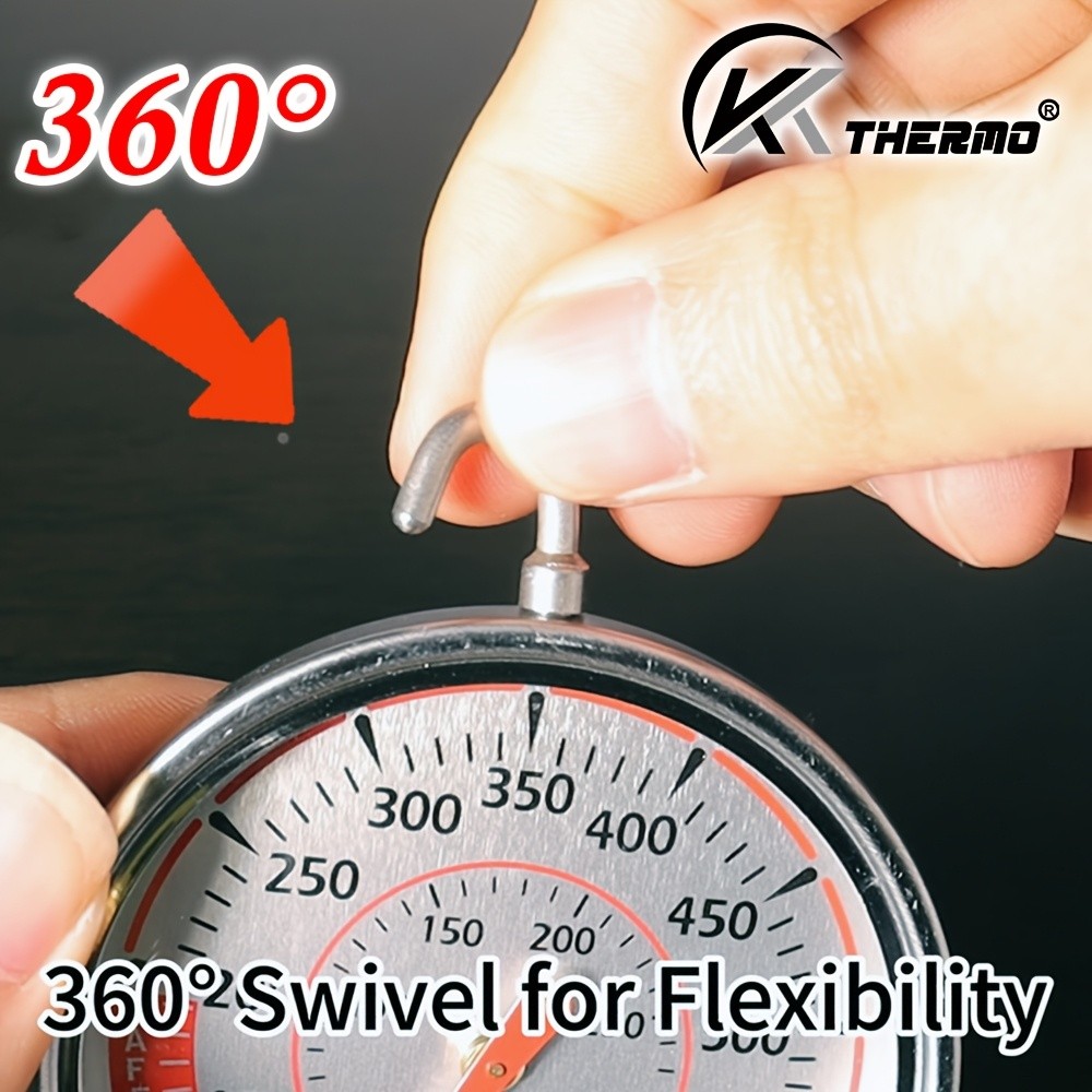 KT THERMO Precision Oven Thermometer with 6.99cm Dial – Stainless Steel 100–600°F / 50–300°C Gauge with 360° Rotating Hook