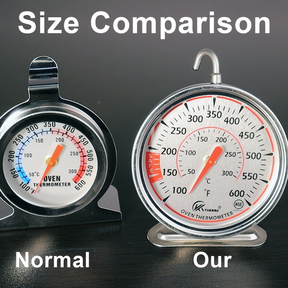 KT THERMO Precision Oven Thermometer with 6.99cm Dial – Stainless Steel 100–600°F / 50–300°C Gauge with 360° Rotating Hook