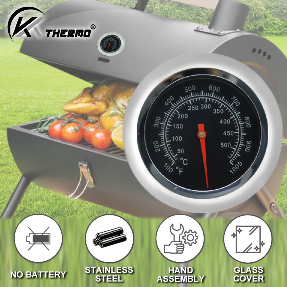 KT THERMO 7.62cm Stainless Steel Grill Thermometer – Precision BBQ & Smoker Temperature Gauge for Outdoor Cooking