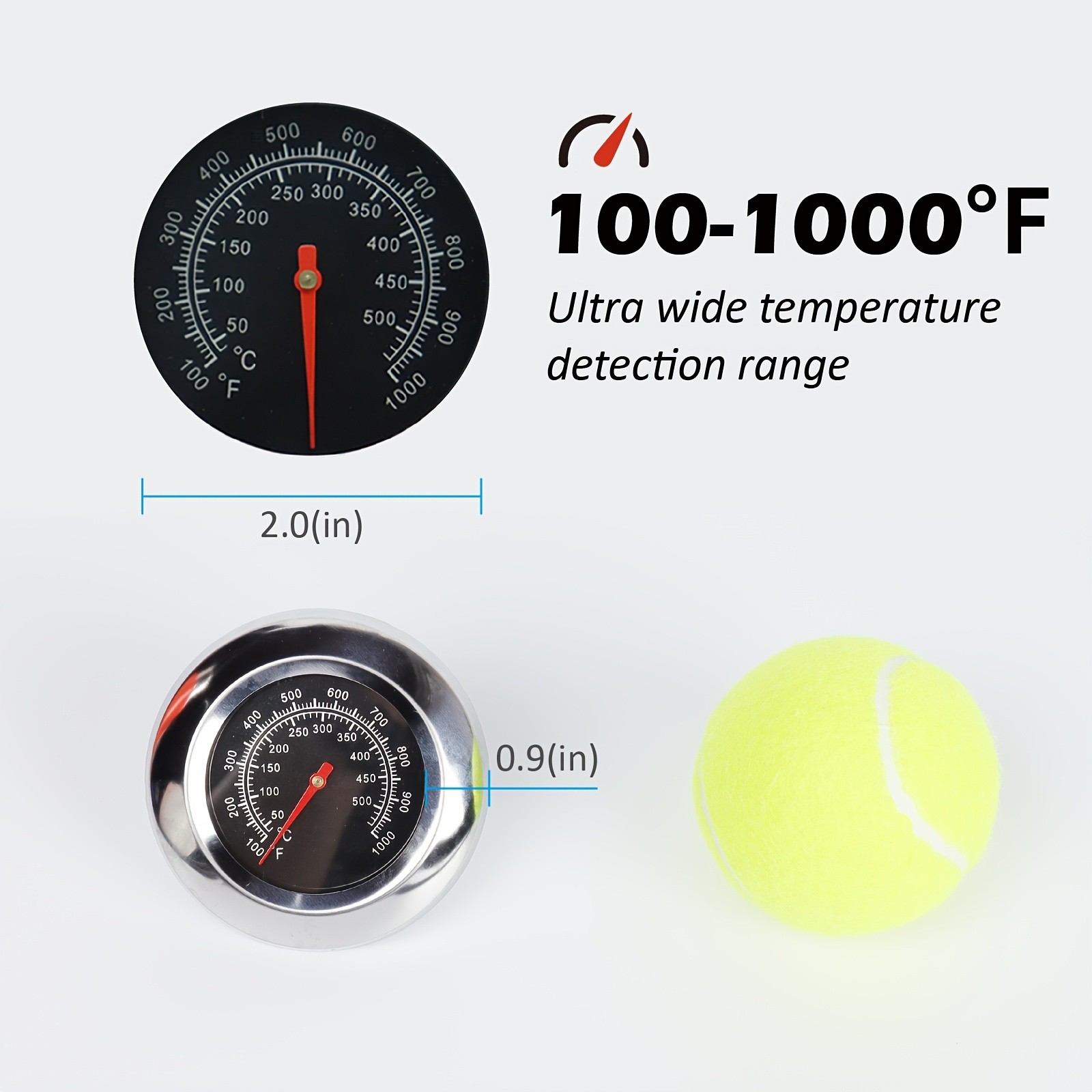 KT THERMO 7.62cm Stainless Steel Grill Thermometer – Precision BBQ & Smoker Temperature Gauge for Outdoor Cooking