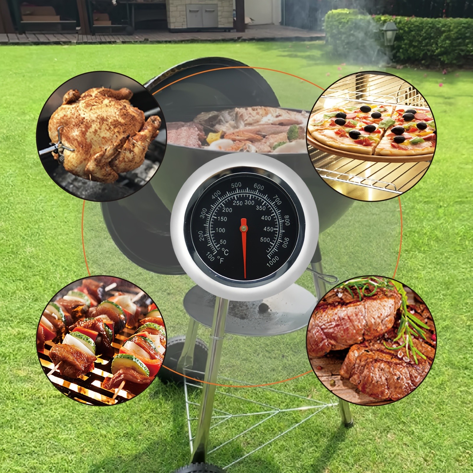 KT THERMO 7.62cm Stainless Steel Grill Thermometer – Precision BBQ & Smoker Temperature Gauge for Outdoor Cooking