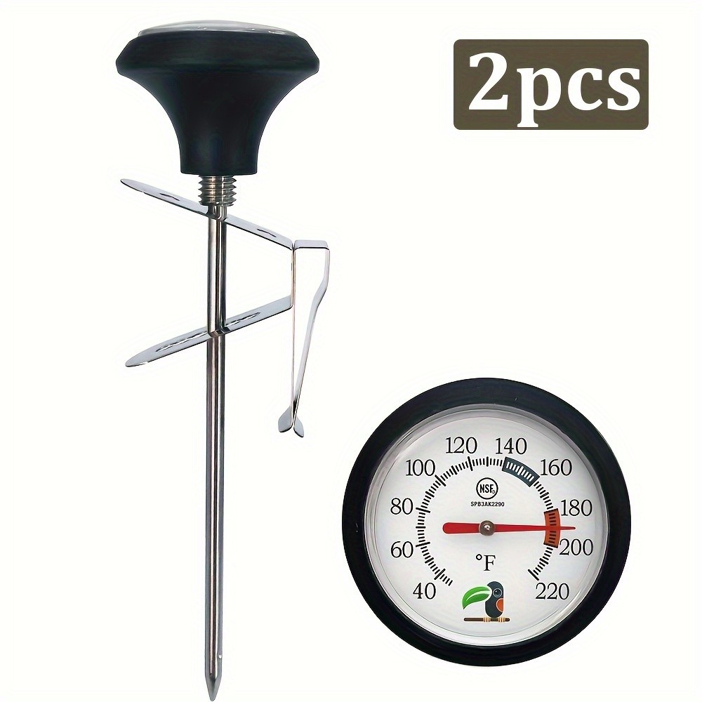 KT THERMO Clip-On Stainless Steel Coffee & Food Thermometer – Anti-Scald Instant Read Gauge for Pour-Over, Tea, Milk & Meat Cooking