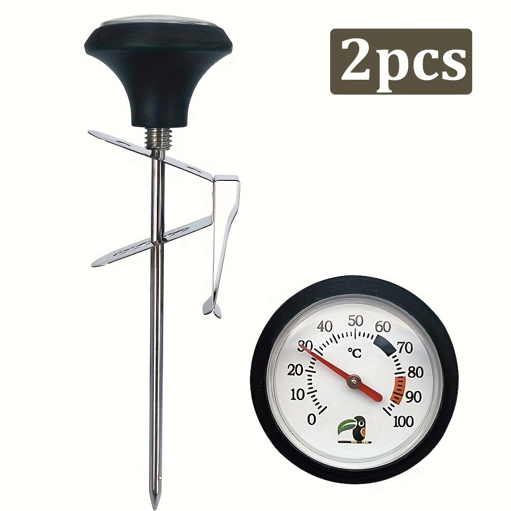 KT THERMO Clip-On Stainless Steel Coffee & Food Thermometer – Anti-Scald Instant Read Gauge for Pour-Over, Tea, Milk & Meat Cooking