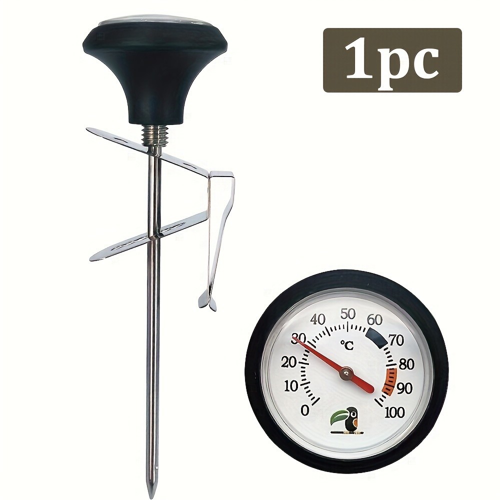 KT THERMO Clip-On Stainless Steel Coffee & Food Thermometer – Anti-Scald Instant Read Gauge for Pour-Over, Tea, Milk & Meat Cooking