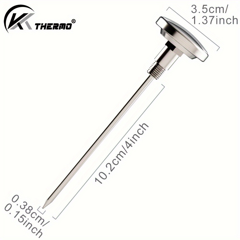 KT THERMO Clip-On Stainless Steel Coffee & Food Thermometer – Anti-Scald Instant Read Gauge for Pour-Over, Tea, Milk & Meat Cooking