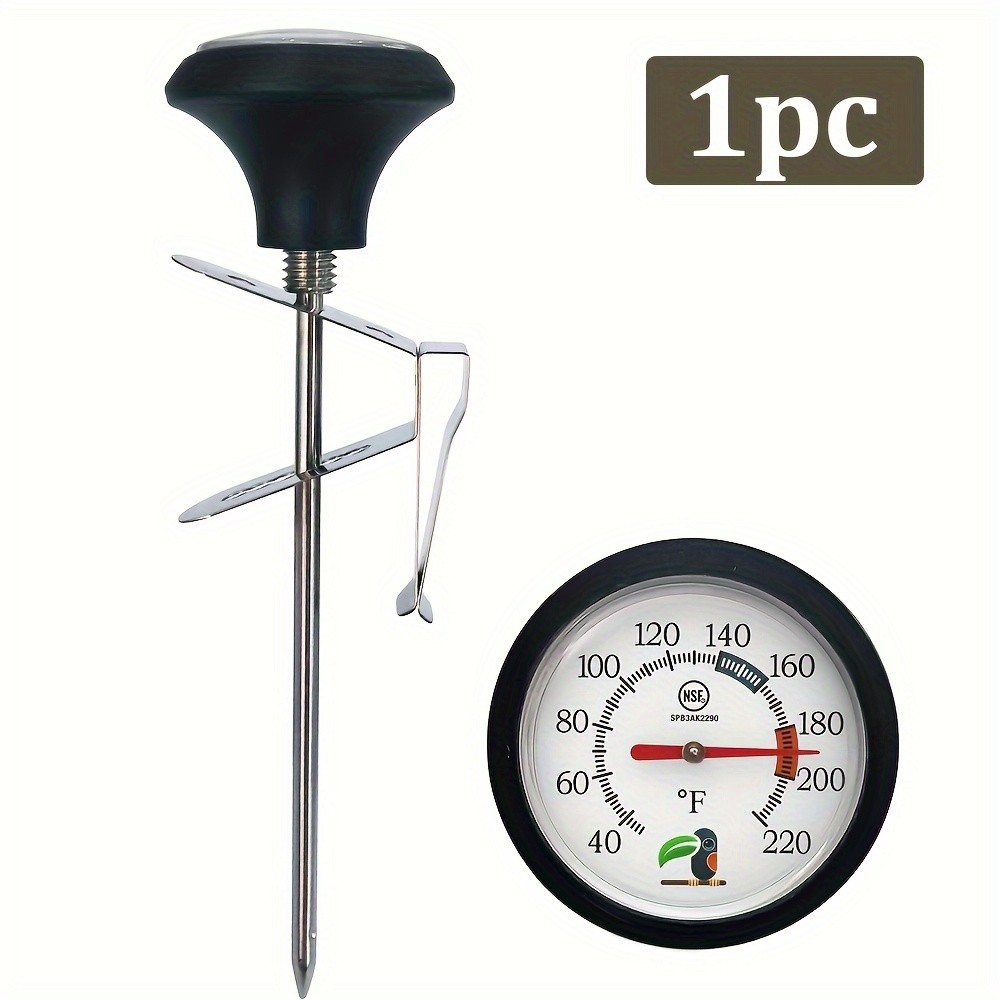 KT THERMO Clip-On Stainless Steel Coffee & Food Thermometer – Anti-Scald Instant Read Gauge for Pour-Over, Tea, Milk & Meat Cooking