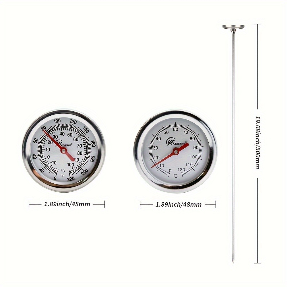 KT THERMO 50cm Stainless Steel Compost & Soil Thermometer – Long-Probe °C/°F Gauge for Gardening, Farming & Outdoor Planting