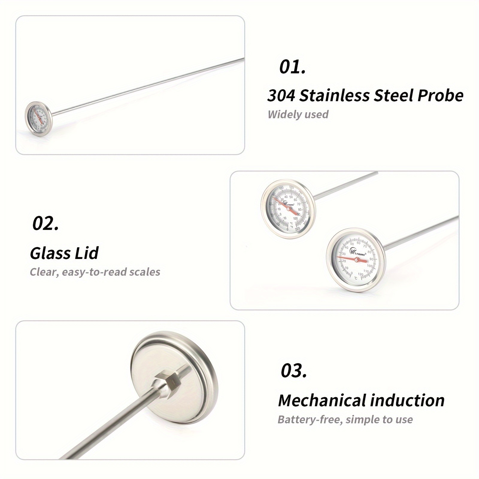 KT THERMO 50cm Stainless Steel Compost & Soil Thermometer – Long-Probe °C/°F Gauge for Gardening, Farming & Outdoor Planting