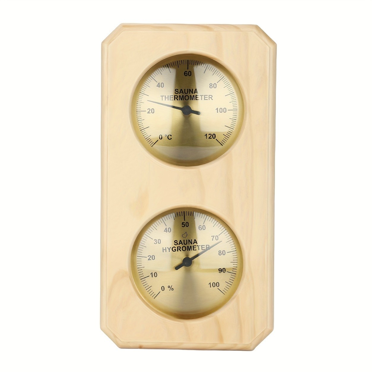 KT THERMO Wooden Sauna Thermometer & Hygrometer – Wall-Mounted Dual °C/°F Temperature & Humidity Gauge for Home & Spa Rooms