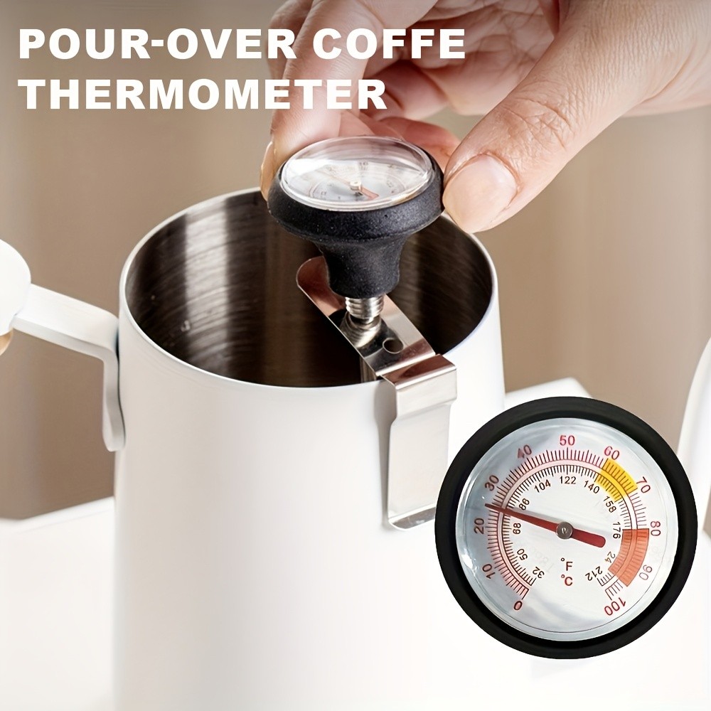 KT THERMO Stainless Steel Clip-On Coffee Thermometer – Anti-Scald Instant Read Probe for Pour-Over, Milk Frothing & Food Cooking