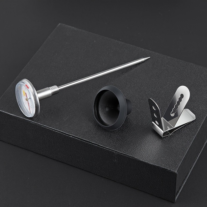 KT THERMO Stainless Steel Clip-On Coffee Thermometer – Anti-Scald Instant Read Probe for Pour-Over, Milk Frothing & Food Cooking