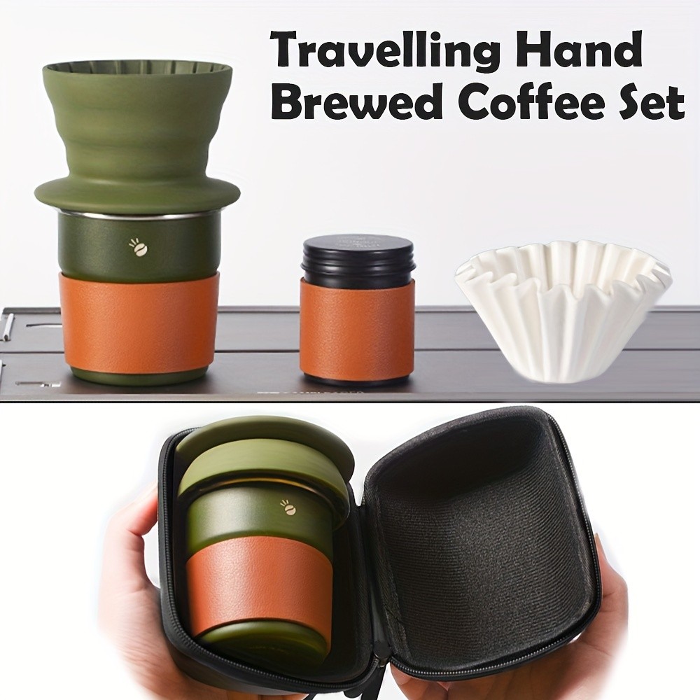 KT THERMO Portable V60 Silicone Coffee Maker Set – Hand-Brew Travel Kit with Cup, Filter, Canister & Papers for Outdoor Brewing
